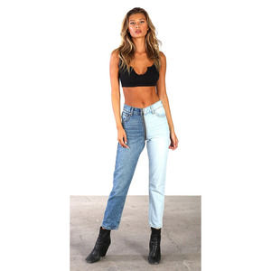 Revice Women Denim Two Tone Yin Yang Skinny Jeans High Waist Blue White Size 30